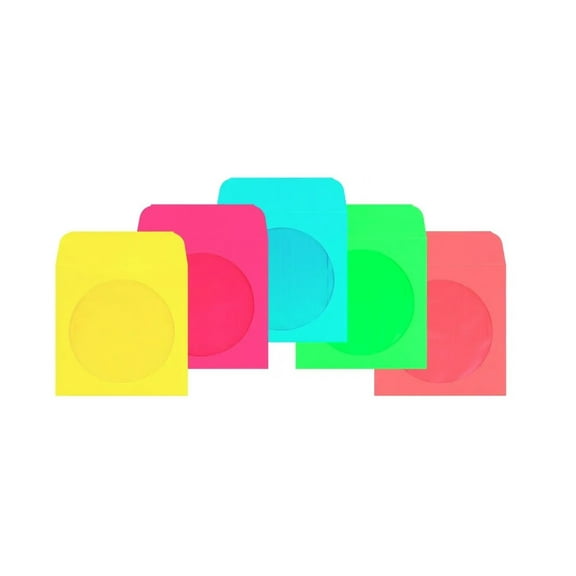 C0849 Columbian CD / DVD Envelope Sleeves, 5 x 5 in., Assorted Colors, 50 Per Box - PACK OF 2 (100)
