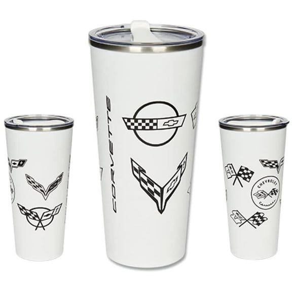 C1-C8 Corvette Generations Stainless Steel Tumbler Mug - White
