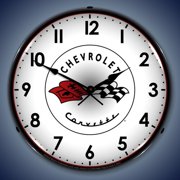 C1 Corvette Logo Lighted Clock