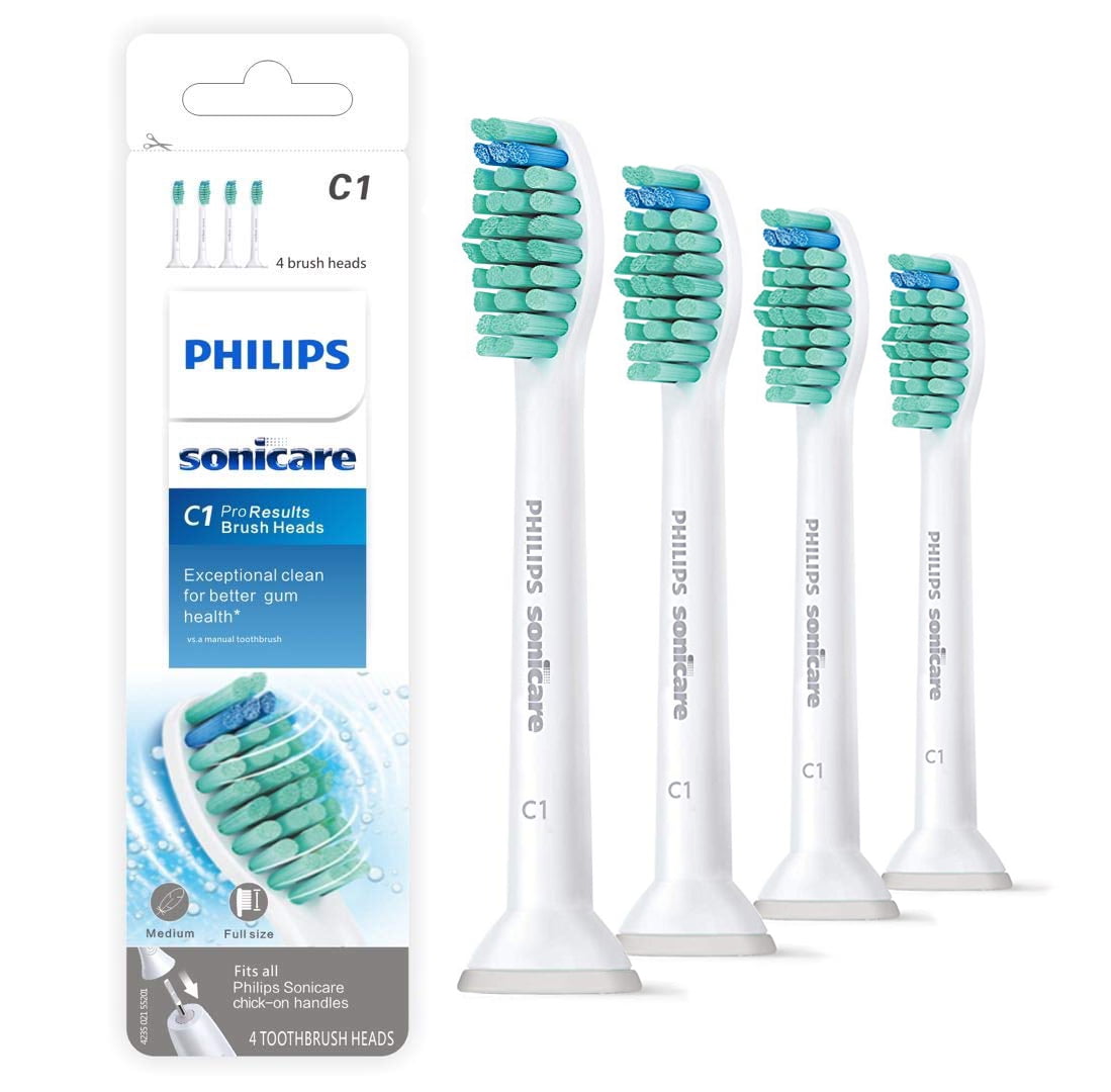 C1 Pro Results Replacement Toothbrush Heads Compatible with Philips Sonicare DiamondClean Electric Toothbrush,4 Pack,HX6014/65