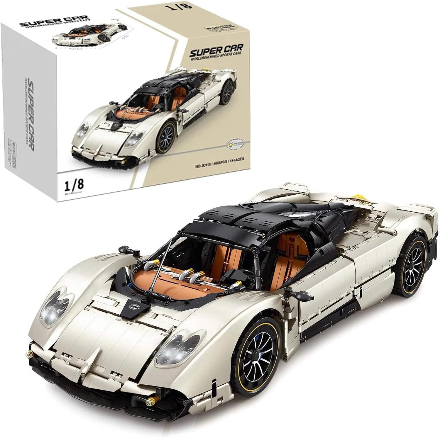 C10 Sports Car Building Set, 1:8 Scale Collectible Model Car Kits for Adults Racing Fans,with Realistic Features, LED Lights, Gift for Birthdays, Room Display (4688 PCS, A-JD118)