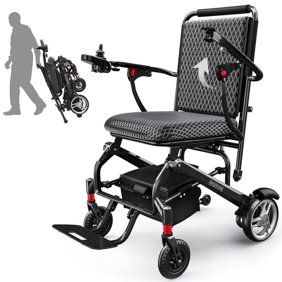 Ultra-Lightweight 35 Lb Portable Carbon Fiber Electric Wheelchair for Seniors Adults,15 Mile Range(250 LBS),Airline Approved,5 Years Warranty