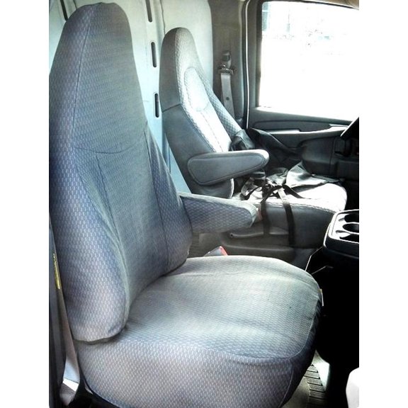 Chevy Express 2010-2021 Gray, Twill, Captain Chairs, No Passenger Grab Handle, Front Seat Covers