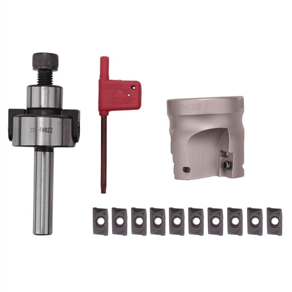 C12 FMB22+ 400R Right Angle Shoulder Face Mill Cutter 50mm + 10Pcs APMT1604 Carbide Inserts with Wrench for Milling Tool
