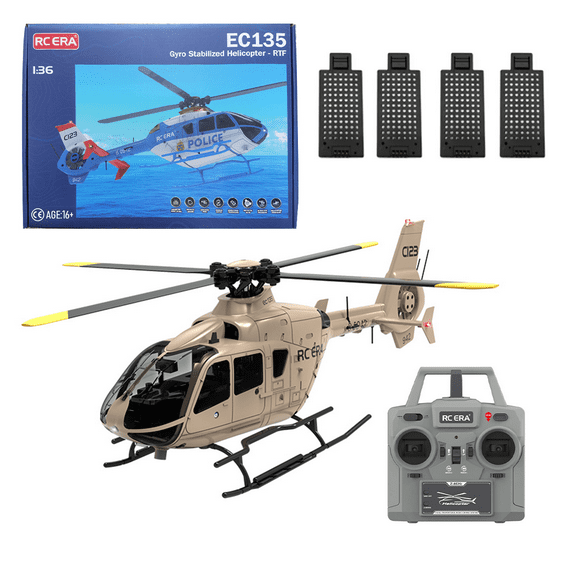 C123 EC-135 Twin-Engine Rescue RC Helicopter for Adults, 1/36 Scale 2.4G 6CH Dual Brushless Motors Flybarless 3D Flip RC Helicopter with Optical Flow Positioning & Altitude Hold - RTF