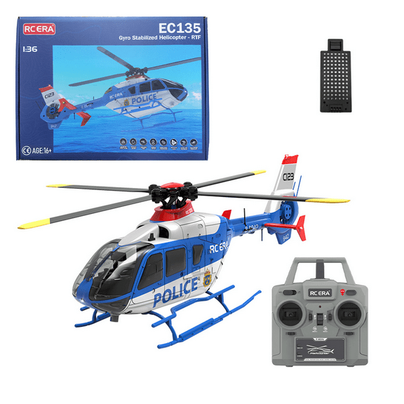 C123 EC-135 Twin-Engine Rescue RC Helicopter for Adults, 1/36 Scale 2.4G 6CH Dual Brushless Motors Flybarless 3D Flip RC Helicopter with Optical Flow Positioning & Altitude Hold - RTF