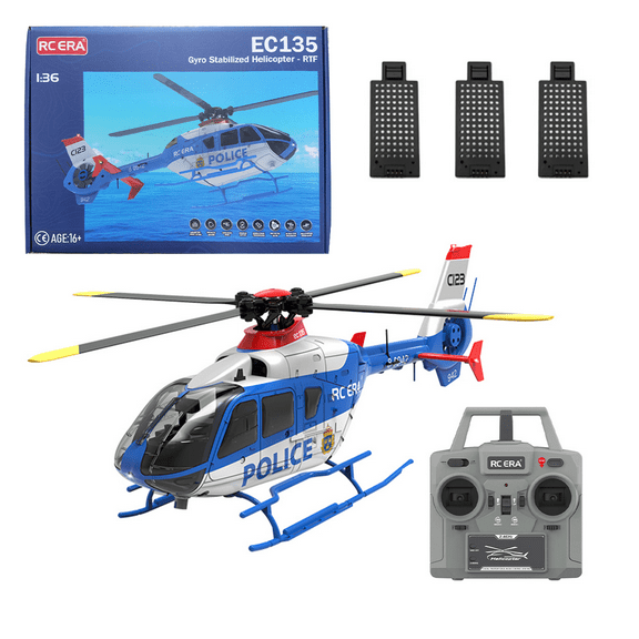 C123 EC-135 Twin-Engine Rescue RC Helicopter for Adults, 1/36 Scale 2.4G 6CH Dual Brushless Motors Flybarless 3D Flip RC Helicopter with Optical Flow Positioning & Altitude Hold - RTF