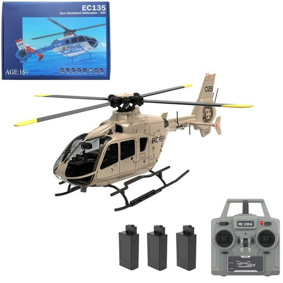C123 RC Helicopter, 1:36 6CH EC135 Remote Control Helicopter for Adults, 2.4GHz RC Aircraft with 6-Axis Gyro, Inverted Flight, Altitude Hold, One Key Take Off/Landing (Blue(3 Batteries)
