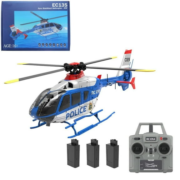 C123 RC Helicopter, 1:36 6CH EC135 Remote Control Helicopter for Adults, 2.4GHz RC Aircraft with 6-Axis Gyro, Inverted Flight, Altitude Hold, One Key Take Off/Landing (Blue(3 Batteries)