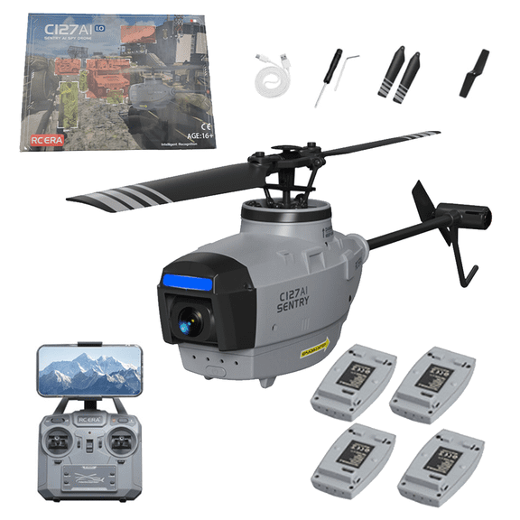 C127AI Single‑Rotor Brushless RC Helicopter with 1080P Camera, 2.4GHz 4CH 5G FPV Stunt Drone with Altitude Hold & Optical Flow Positioning