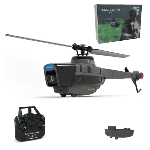C128 RC Helicopter with 1080P Wide Angle Camera, 2.4G RC 4CH Helicopter With Single Rotor Brushless Motor for Adults