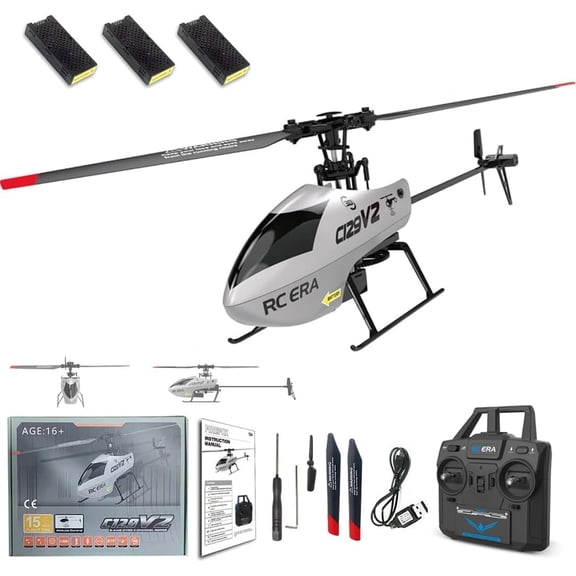 C129 V2 RC Helicopter with One-Key Take-Off/Landing, 2.4G 4CH 6-Axis Gyro 3D Flips RC Aircraft Model with Altitude Hold & Optical Flow for Adults Beginners- RTF