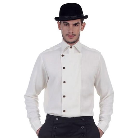 C1293 Ulysses Side-Button Shirt- Off White - Extra Large