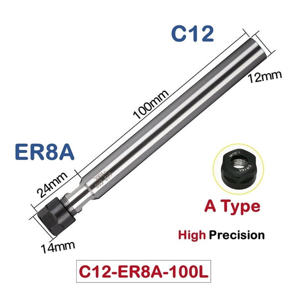 C12mm ER8A Straight Shank Extension Mini Collet Chuck