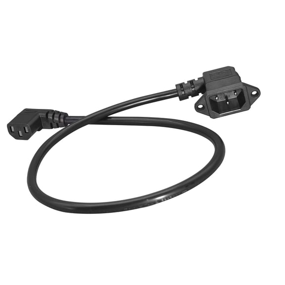 C13 to C14 Panel Mount Power Cord 90 Degree IEC 320 C13 Female to C14 Male Power Extension Cord for Monitor Computer