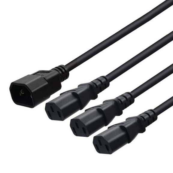 C14 Male Input C13 Female Triple Output Power Cord Splitters Adapter Cable Line for Computer UPS Power Server Cabinet
