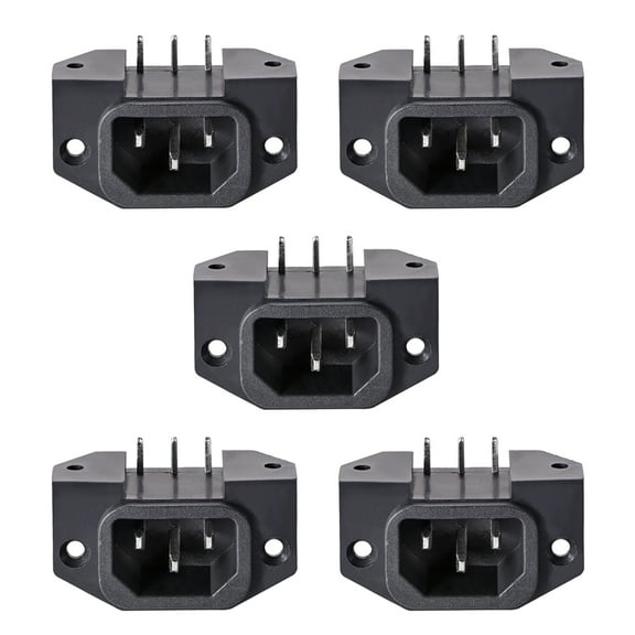 C14 Panel Mount Plug Adapter AC 250V 10A/15A 3 Pins IEC Inlet Module Plug Power Connector Socket Right Angle 5 pcs