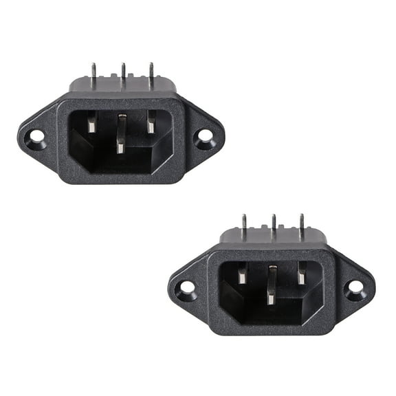 C14 Panel Mount Plug Adapter AC 250V 10A/15A 3Pins IEC Inlet Module Plug Power Connector Socket Right Angle 2Pcs