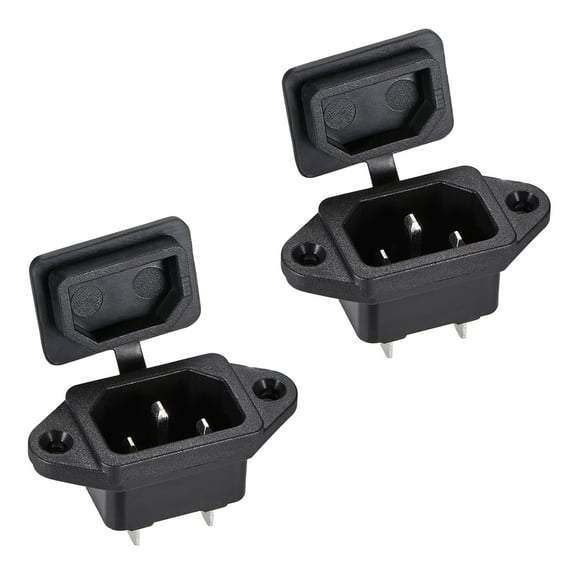 C14 Panel Mount Plug Adapter AC 250V 10A 3 Pins IEC Inlet Module Plug Power Connector Socket with cover 2 pcs