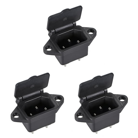 C14 Panel Mount Plug Adapter AC 250V 10A 3 Pins IEC Inlet Module Plug Power Socket with cover 3 pcs