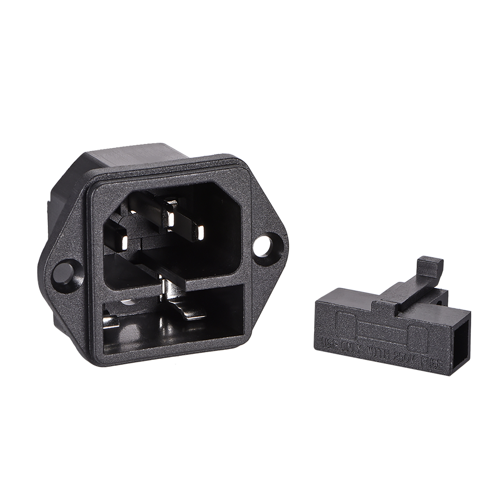 C14 Panel Mount Plug Adapter AC 250V 10A 3 Pins IEC Inlet Module Plug ...
