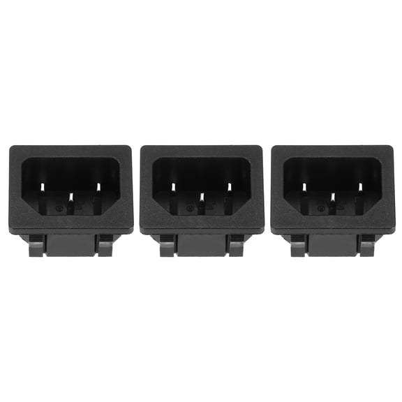 C14 Panel Mount Plug Adapter AC 250V 10A 3 Pins IEC Inlet Plug Power Connector Socket Straight 3Pcs