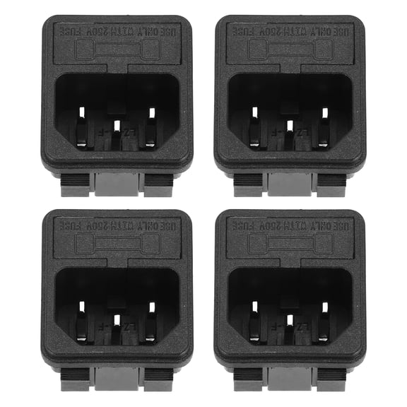 C14 Panel Mount Plug Adapter AC 250V 10A 3 Pins IEC Inlet Plug Power Socket Straight 4pcs