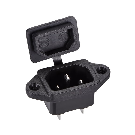 C14 Panel Mount Plug Adapter AC 250V 10A 3Pins IEC Inlet Module Plug Power Connector Socket with cover