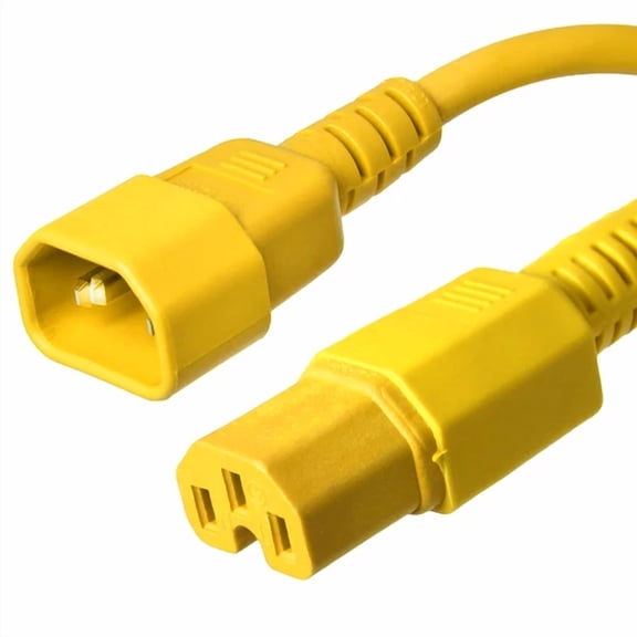 C14 To C15 Power Cord - Yellow, 2 Ft, 10A/250V, 18/3 Awg - Iron Box Ibx-7700-02