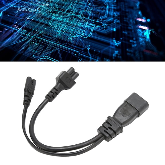 C14 To C5/C7 Power Cord Splitter, 10A 250V, 1,in,2,out Design, Heat  Flame Resistant