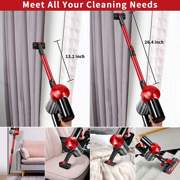 C150 Cordless Vacuum Cleaner with 2200mAh Battery, 18000Pa Suction, HEPA Filter, Lightweight Stick & Handheld for Hard Floors and