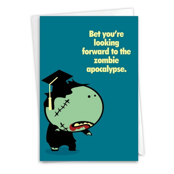 C1551GDG Humorous Graduation Greeting Card 'Zombie Graduate GraduationPaper' with Envelope by NobleWorks