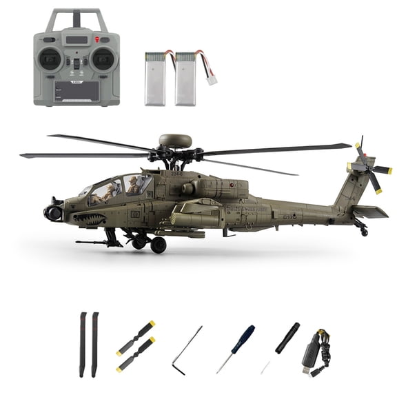 C170 AH-64D Brushless RC Helicopter, 2.4G 6CH Flybarless RC Aircraft with One-Key Inverted Flight, TOF Altitude Hold & Optical Flow Positioning - RTF