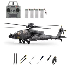 C170 AH-64D Brushless RC Helicopter, 2.4G 6CH Flybarless RC Aircraft with One-Key Inverted Flight, TOF Altitude Hold & Optical Flow Positioning - RTF