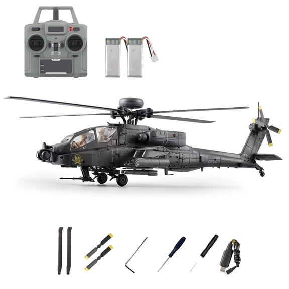 C170 AH-64D Brushless RC Helicopter, 2.4G 6CH Flybarless RC Aircraft with One-Key Inverted Flight, TOF Altitude Hold & Optical Flow Positioning - RTF