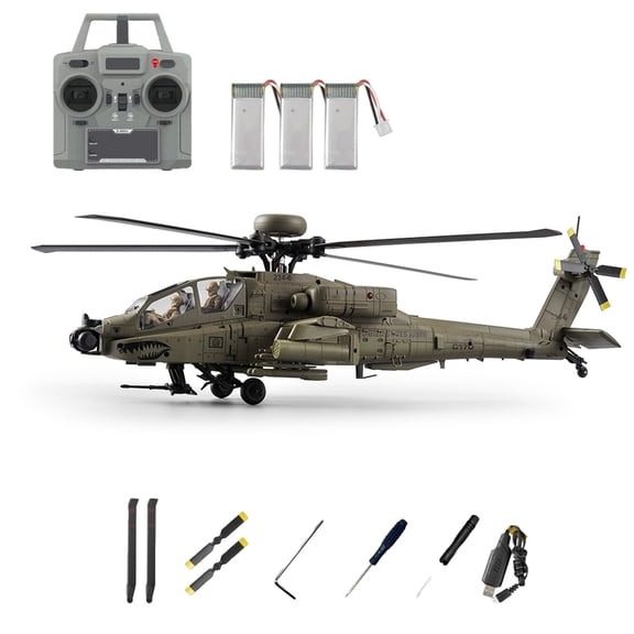 C170 1/48 Scale AH-64D RC Helicopter with One-Key Inverted Flight, 2.4G 6CH Flybarless Brushless 3D Flip Remote Control Helicopter with Optical Flow & TOF Altitude Hold for Hobbyists - RTF