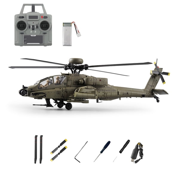 C170 1/48 Scale AH-64D RC Helicopter with One-Key Inverted Flight, 2.4G 6CH Flybarless Brushless 3D Flip Remote Control Helicopter with Optical Flow & TOF Altitude Hold for Hobbyists - RTF
