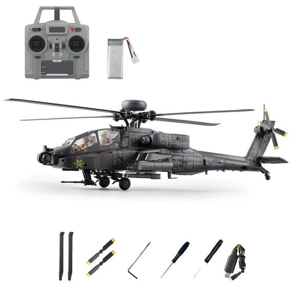 C170 Remote Control Helicopter for Adults 1/48 Scale AH-64D 6CH Brushless Military Aircraft with Advanced Altitude Hold & One-Key Inverted Flight Hobby Toy Birthday Gift