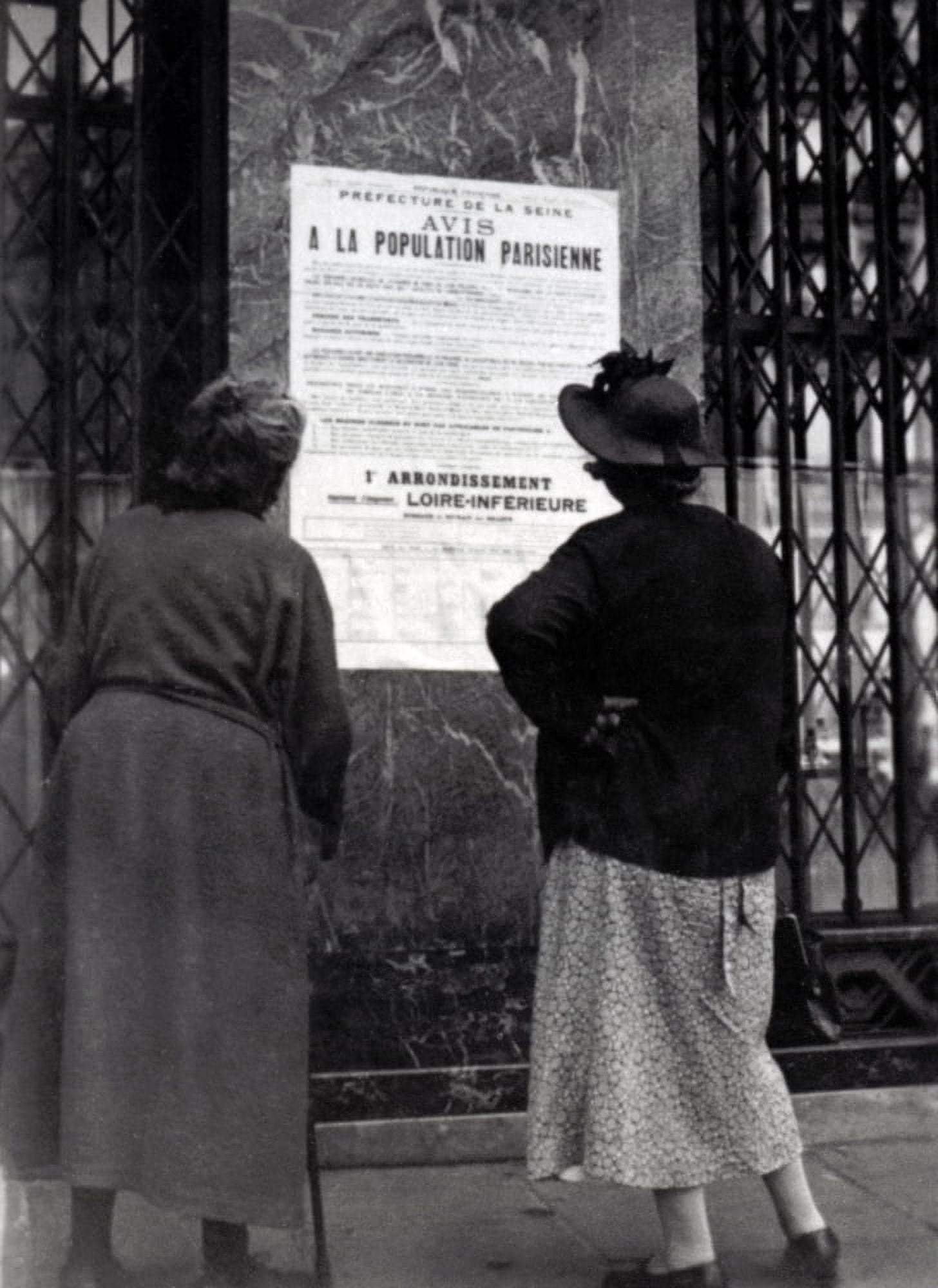 C17013 France Paris Septembre 1939  Affiche Avis A La Population Parisienne Coll Canvas Art -  (24 x 36)