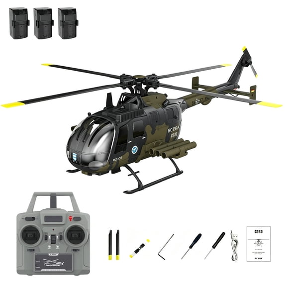 C180 RC Helicopter,1/25 6CH RC Helicopter Brushless RC Helicopter with ...