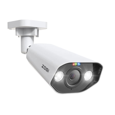 ZOSI C182 4K PoE Add-on Camera,Person Vehicle Detection,Two Way Audio,Color Night Vision,Light&Sound Alerts,8MP Weatherproof Outdoor Indoor Home Security Bullet IP Cam,Only Compatible 4K POE NVR