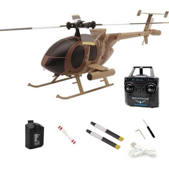 C184 MD500 100 Size RC Helicopter with One Key Takeoff/Landing, 2.4G 4CH 6-Axis Gyro Altitur Control RC Aircraft With Optical Flow Positioning & Upgraded Transmitter - RTF