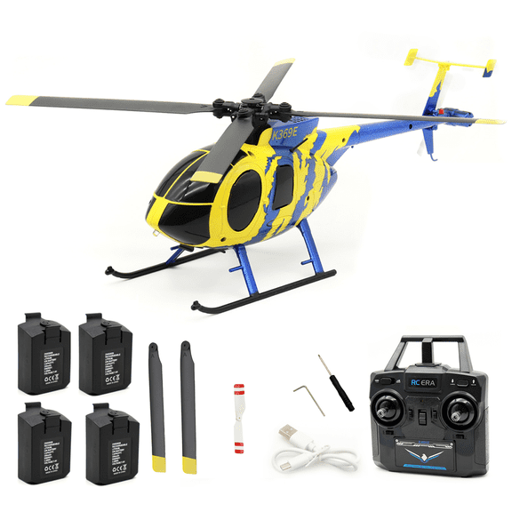C184 MD500 100 Size RC Helicopter with One Key Takeoff/Landing, 2.4G 4CH 6-Axis Gyro Altitur Control RC Aircraft With Optical Flow Positioning & Upgraded Transmitter - RTF