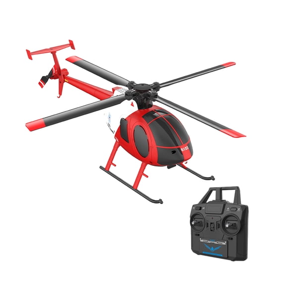 C184 MD500 RC Helicopter, 1/48 Scale 2.4G 4CH 6G Single Rotor Flybarless RC Aircraft with Optical Flow Positioning, One Key Takeoff and Landing & Weapon Rack, RTF Hobby Model Gift for Adult