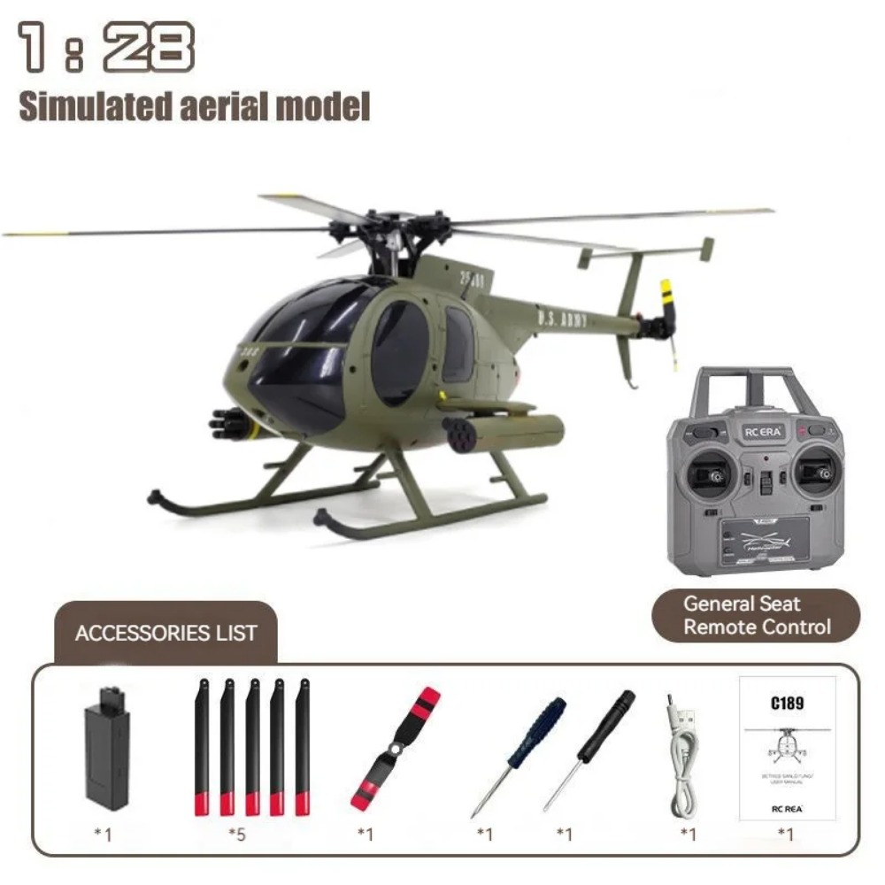 C189 Bird 128 Md500 Model Drone Remote Control Helicopter Black Army