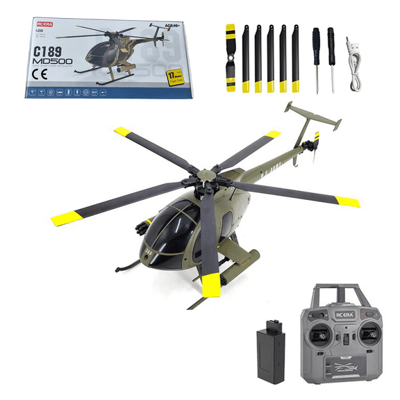 C189 MD500 Little Bird RC Helicopter with 6-Axis Gyro Stabilization, 1/28 Scale 2.4G 4CH Single Rotor Remote Control Helicopter with Altitude Hold & Optical Flow Positioning for Adults Beginners