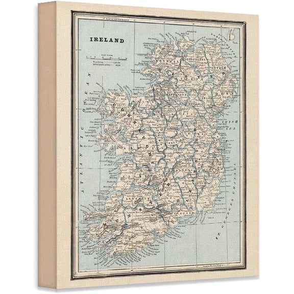 Ireland c1900 18x24 Antique Map Historic Irish Cartography Vintage European Geography Illustration Cultural Heritage Genealogy Ancestry Collector Gift Stretched Canvas Display Study Interior