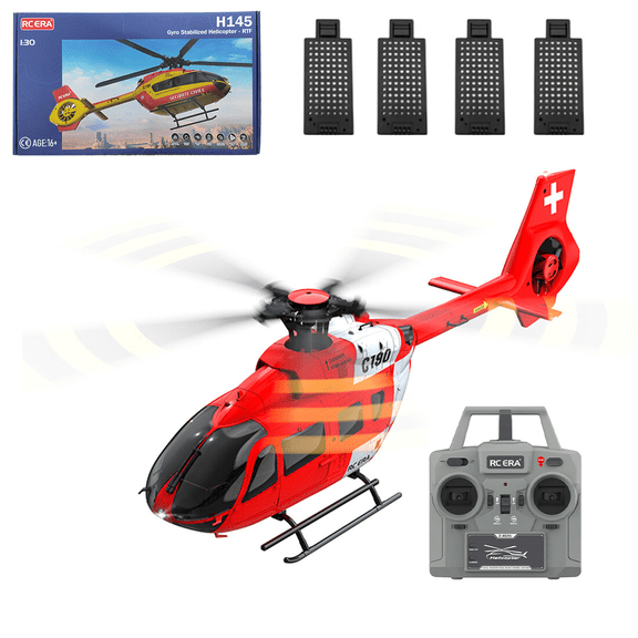 C190 H145 RC Helicopter with Dual Brushless Motors & Metal Servo, 1/30 Scale 2.4G 6CH 6-Axis Gyro Single-Rotor RC Helicopter with Altitude Hold & Optical Flow Positioning - RTF
