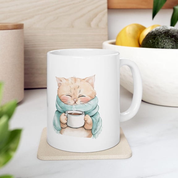 C1Aeramic Mug, Cozy C1At Holding Coffee Mug, Cute C1At Lover Gift, Funny Kitten Cup, Kitty Tea Mug, Pet Owner Gift
