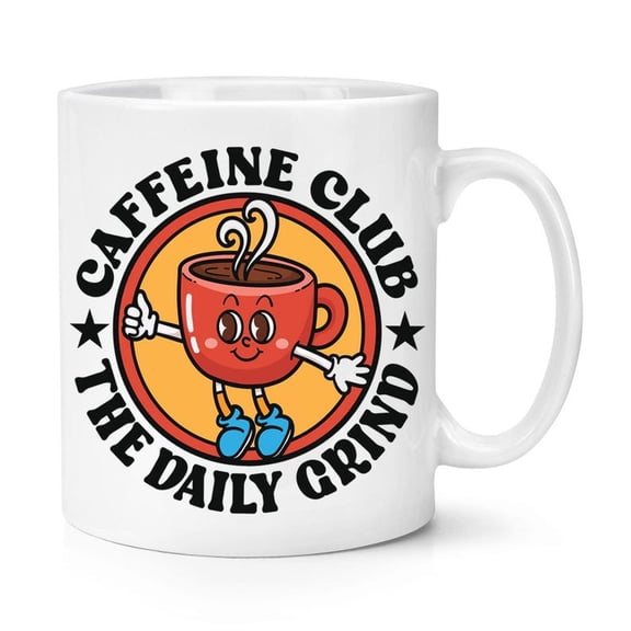 C1Affeine Club The Daily Grind 10oz Mug Cup Coffee Lover Funny Quote Joke Birthday Mum Dad B1Oyfriend Girriend